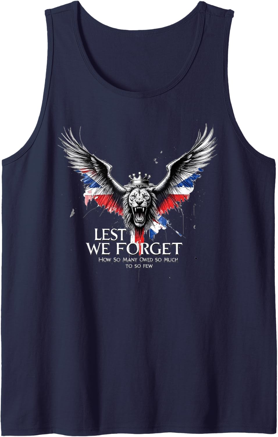 Lest We Forget Remembrance Day How So Many Owed So Much Sleeveless Tank Top - Navy Blue