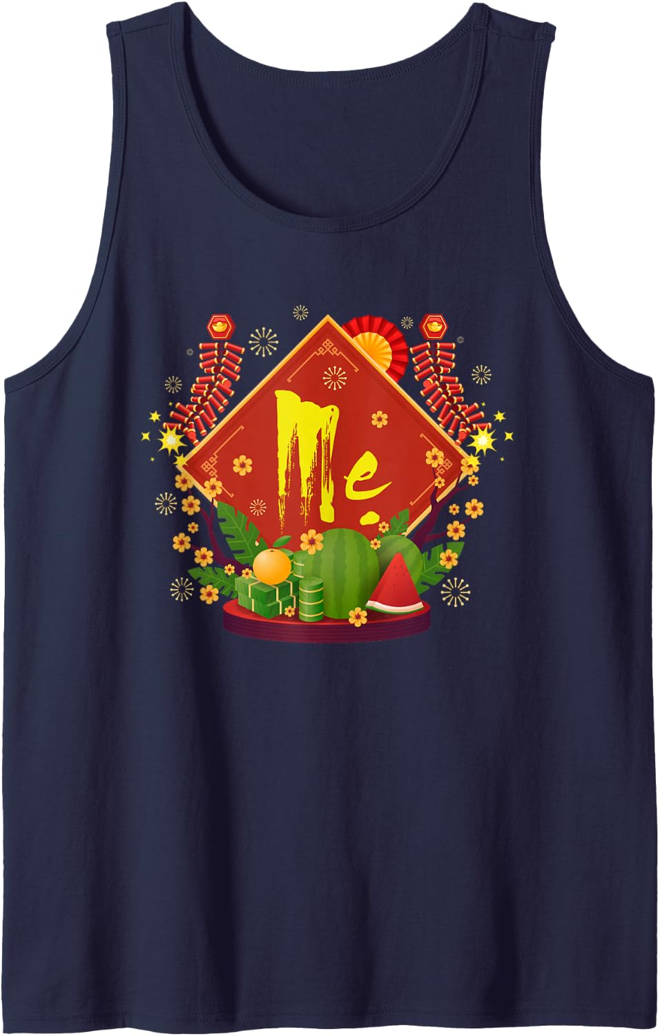 Happy Vietnamese New Year TET Holiday Matching Family Mom Sleeveless Tank Top - Navy Blue