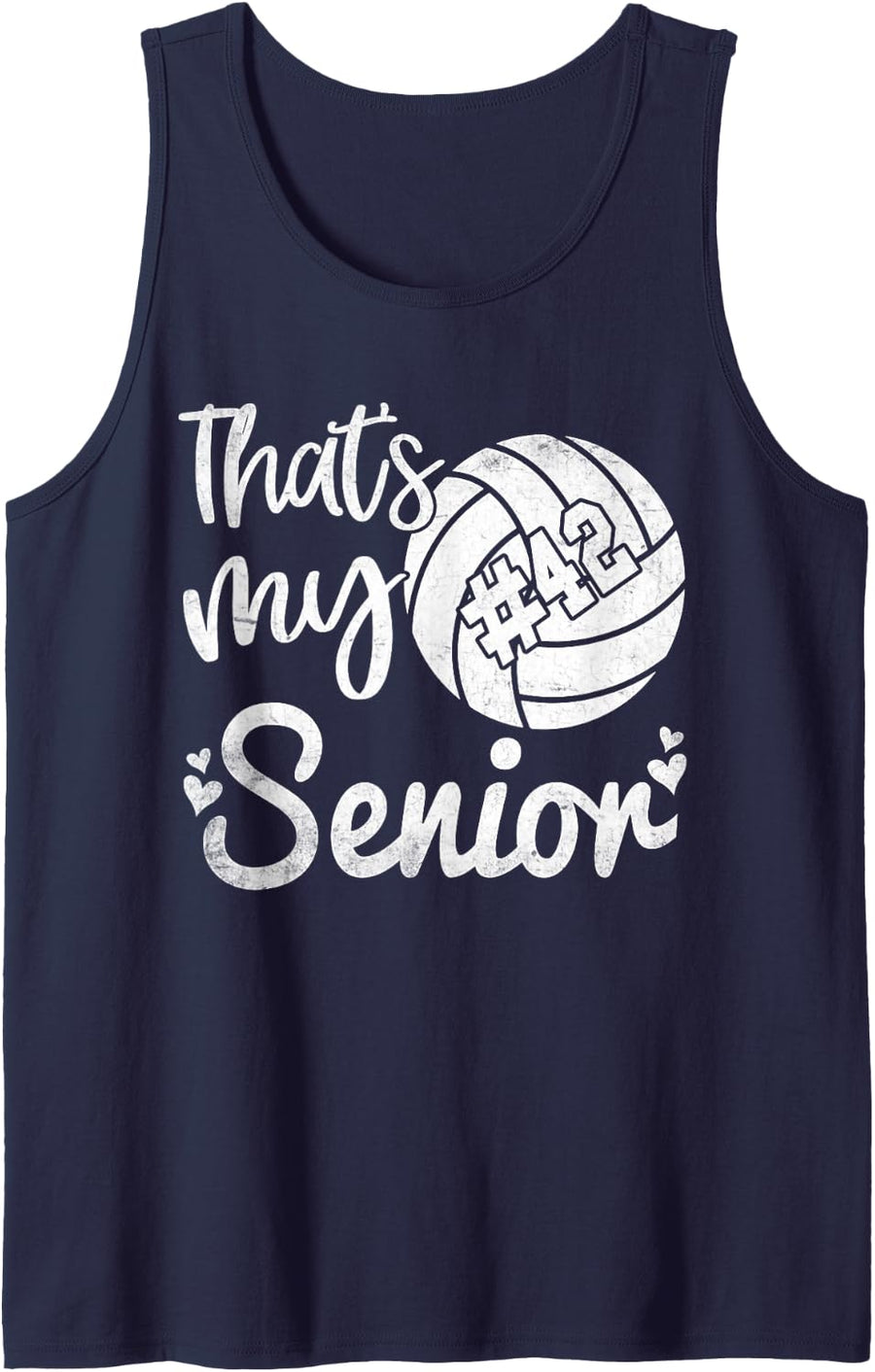 Volleyball Jersey Number 42 That's My Senior Volleyball #42 Sleeveless Tank Top - Navy Blue
