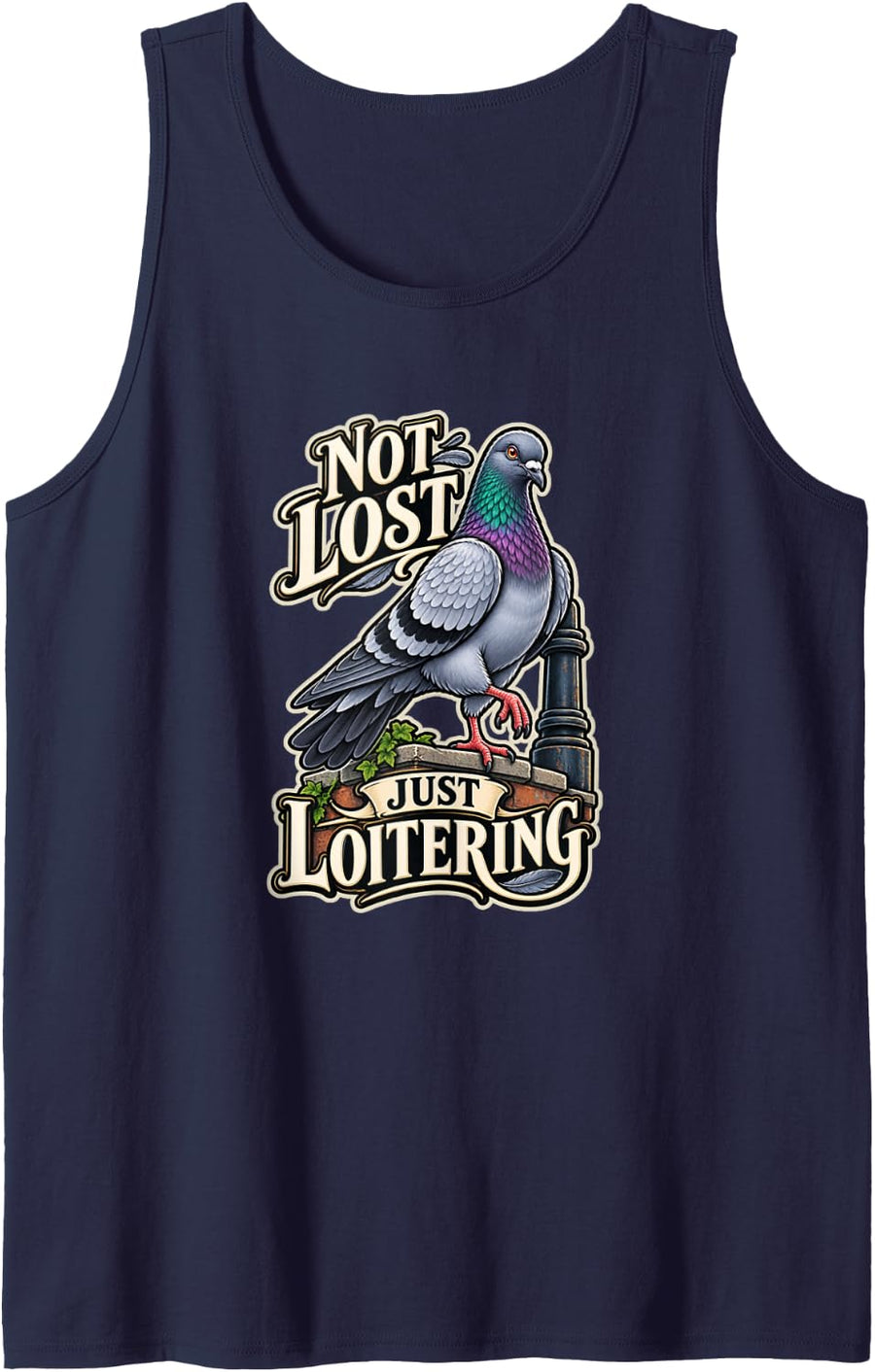 Funny Pigeon Resident Bird Urban Wildlife Humor Sleeveless Tank Top - Navy Blue