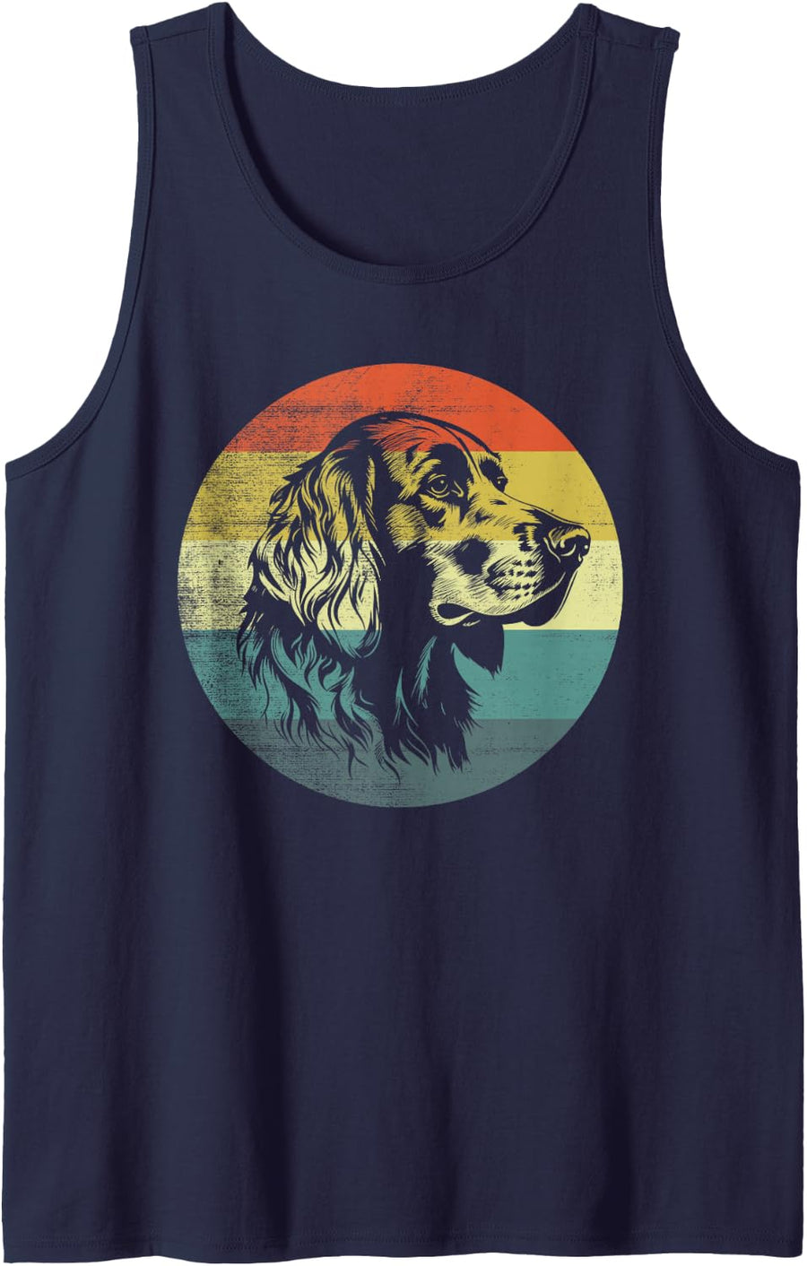 English Setter Dog Retro Design Sleeveless Tank Top - Navy Blue