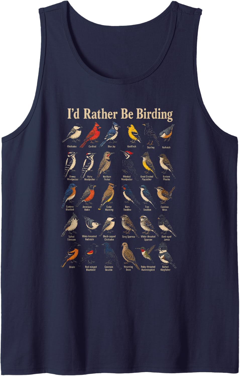 Bird Watching I'd Rather Be Birding Tank Top - Navy Blue