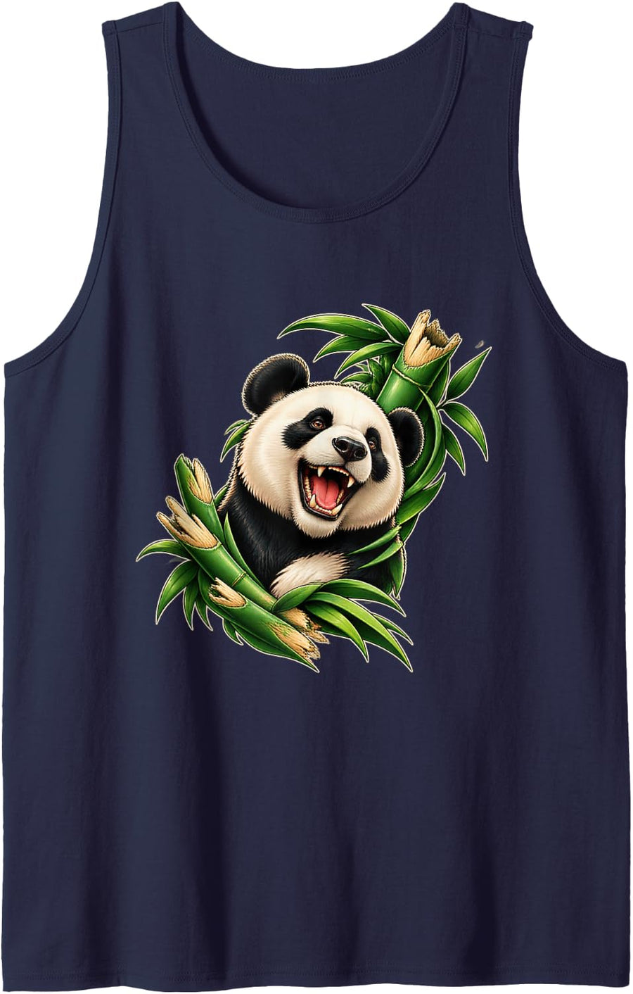 Giant Panda Roaring Through a Bamboo Arc Sleeveless Tank Top - Navy Blue