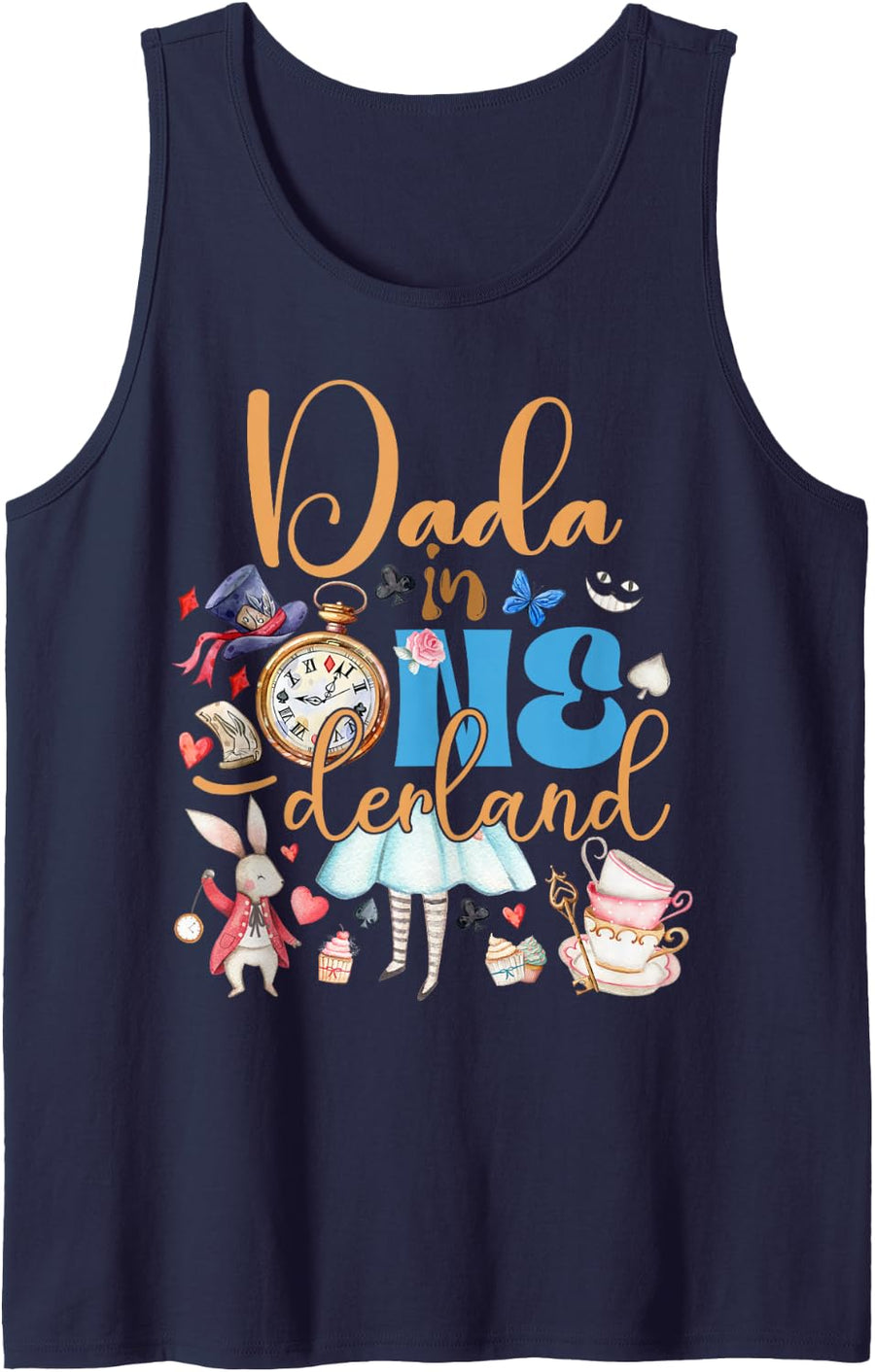 Alice Dada in ONEderland Birthday Family Sleeveless Tank Top - Navy Blue