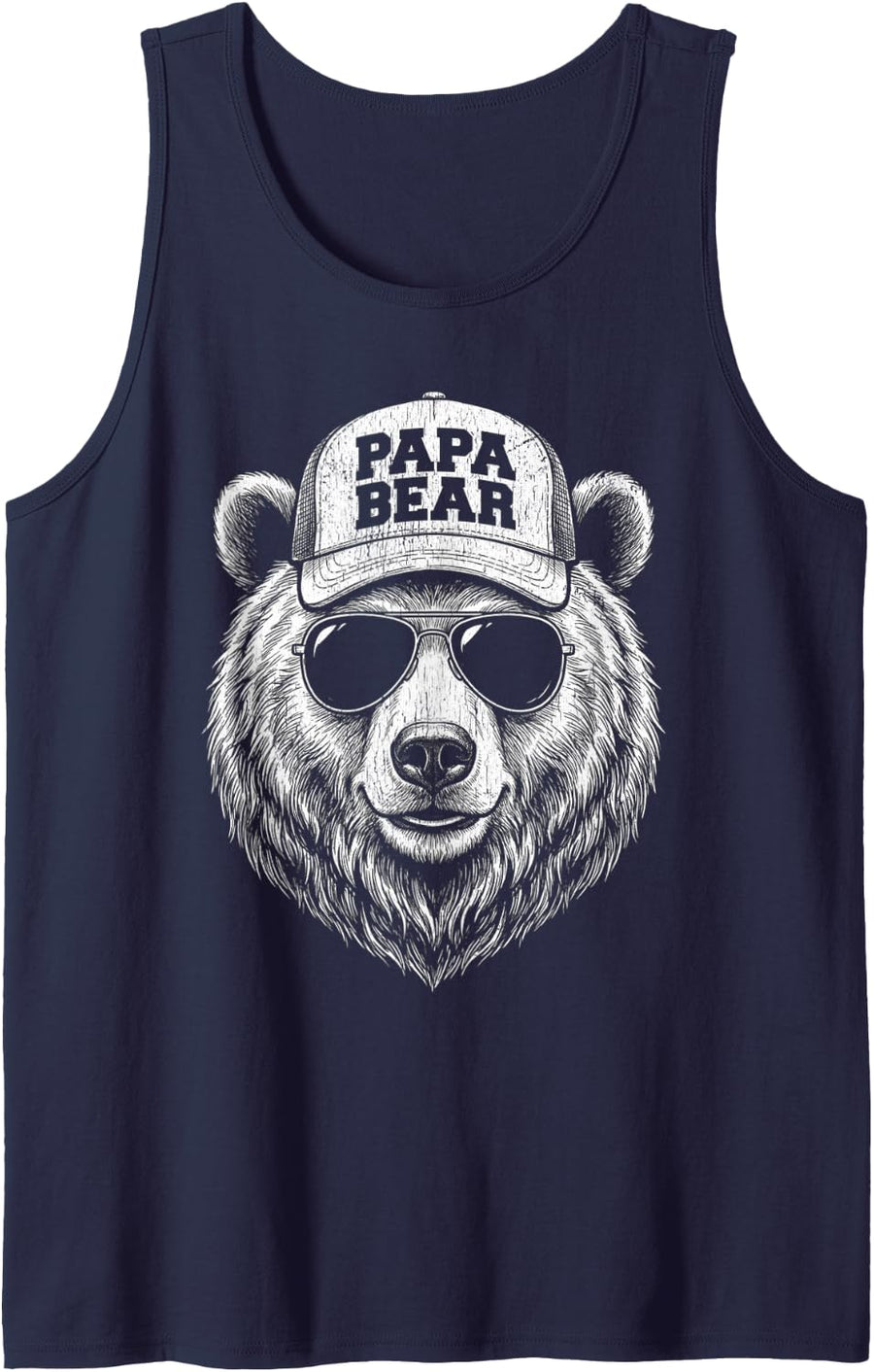 Papa Bear Family Matching Dad for Men Tank Top - Navy Blue