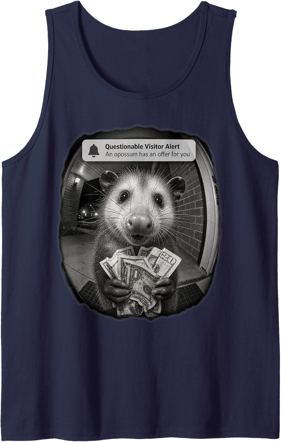 There is Motion At Your Front Door Meme Opossum Sleeveless Tank Top - Navy Blue