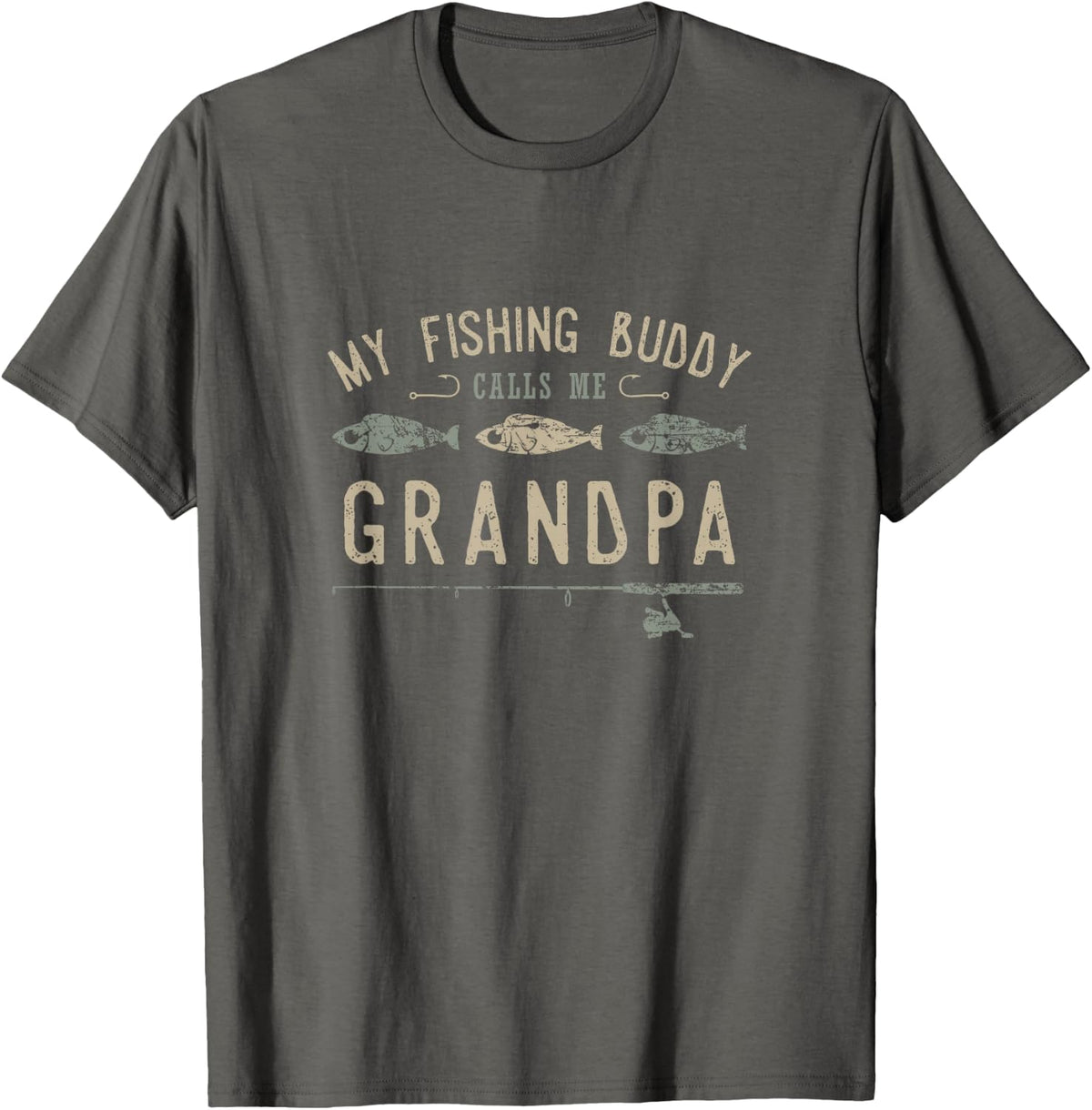 My Fishing Buddy Calls Me Grandpa Cute T-Shirt - Asphalt Grey