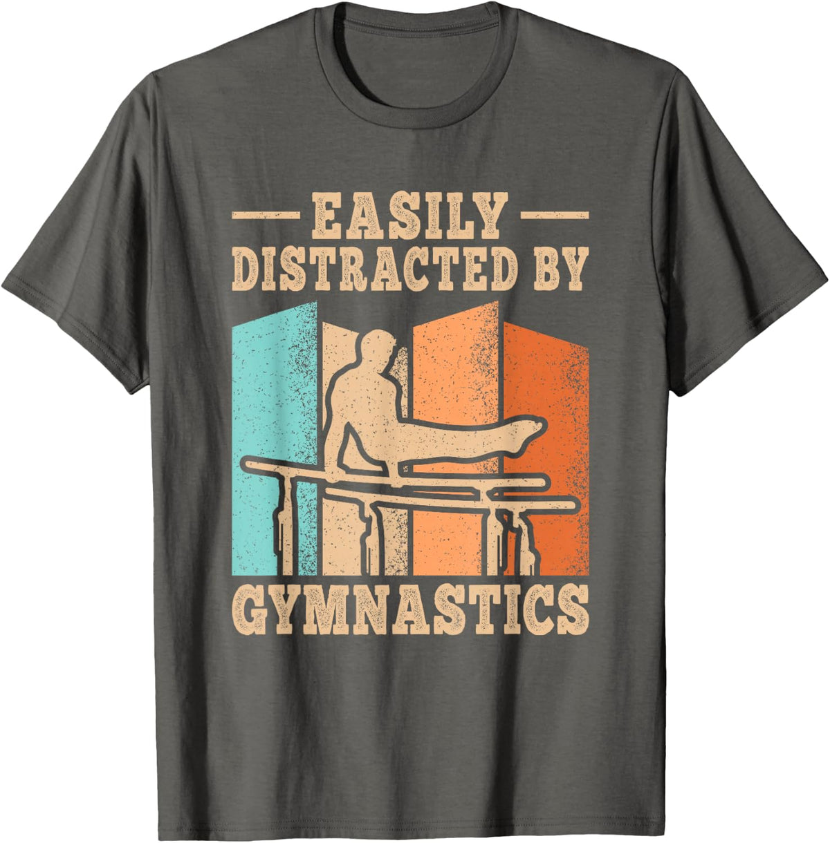 Easily Distracted By Gymnastics Funny Gymnast Men T-Shirt - Asphalt Grey