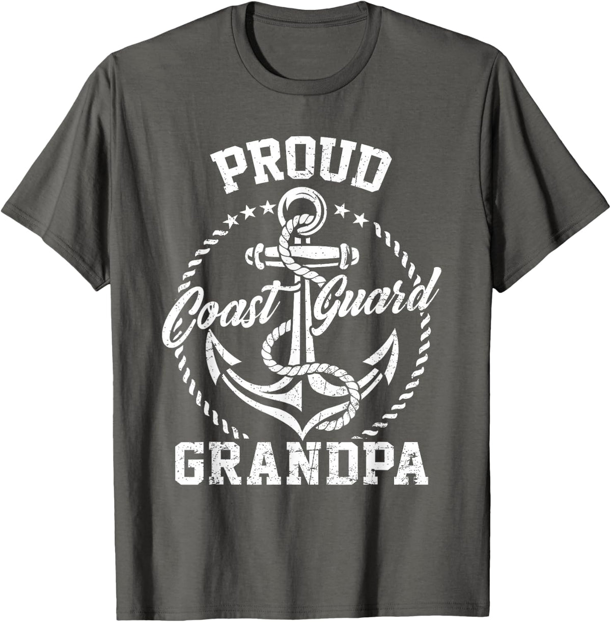 Proud Coast Guard Grandpa USCG Coastie Family Matching T-Shirt - Asphalt Grey