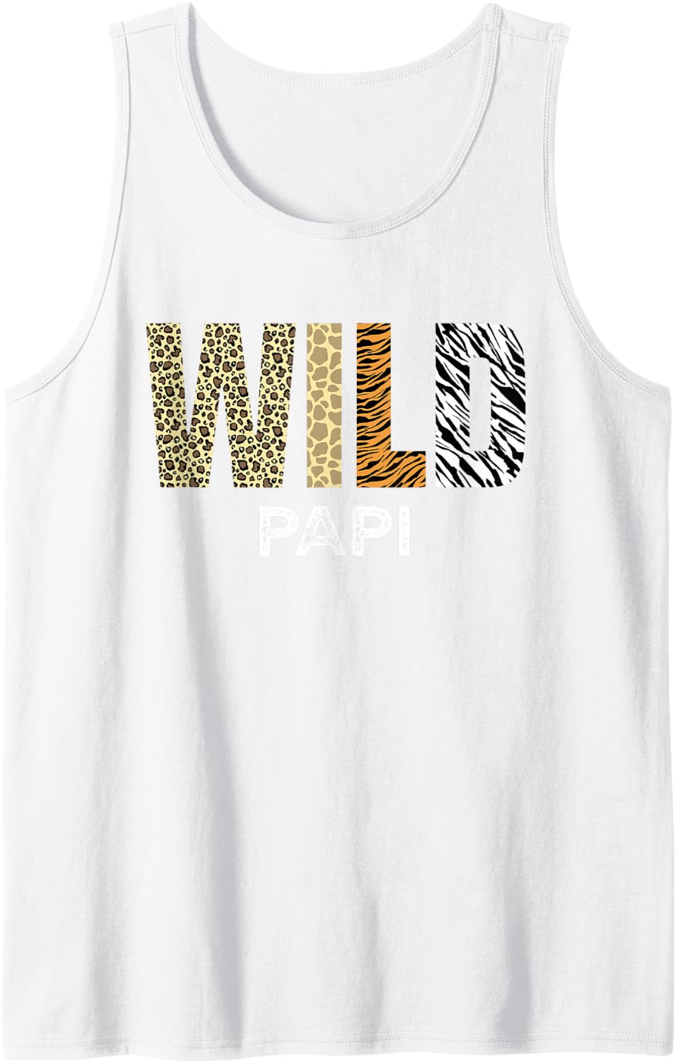 Papi of The Wild One Zoo Birthday Safari Jungle Animal Sleeveless Tank Top - White