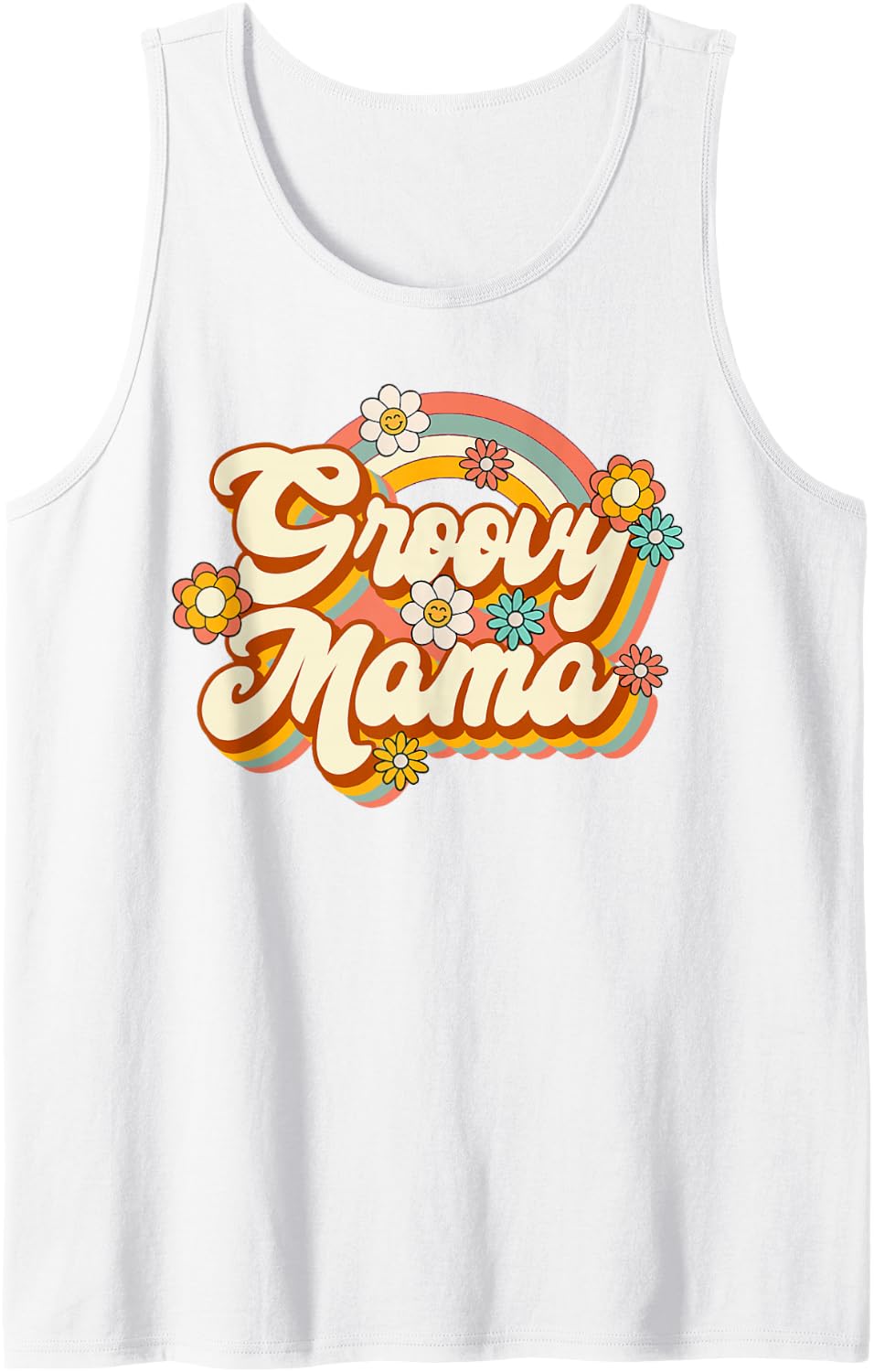 Retro Groovy Mama Family Birthday 60s 70s Hippie Costume Tank Top - White
