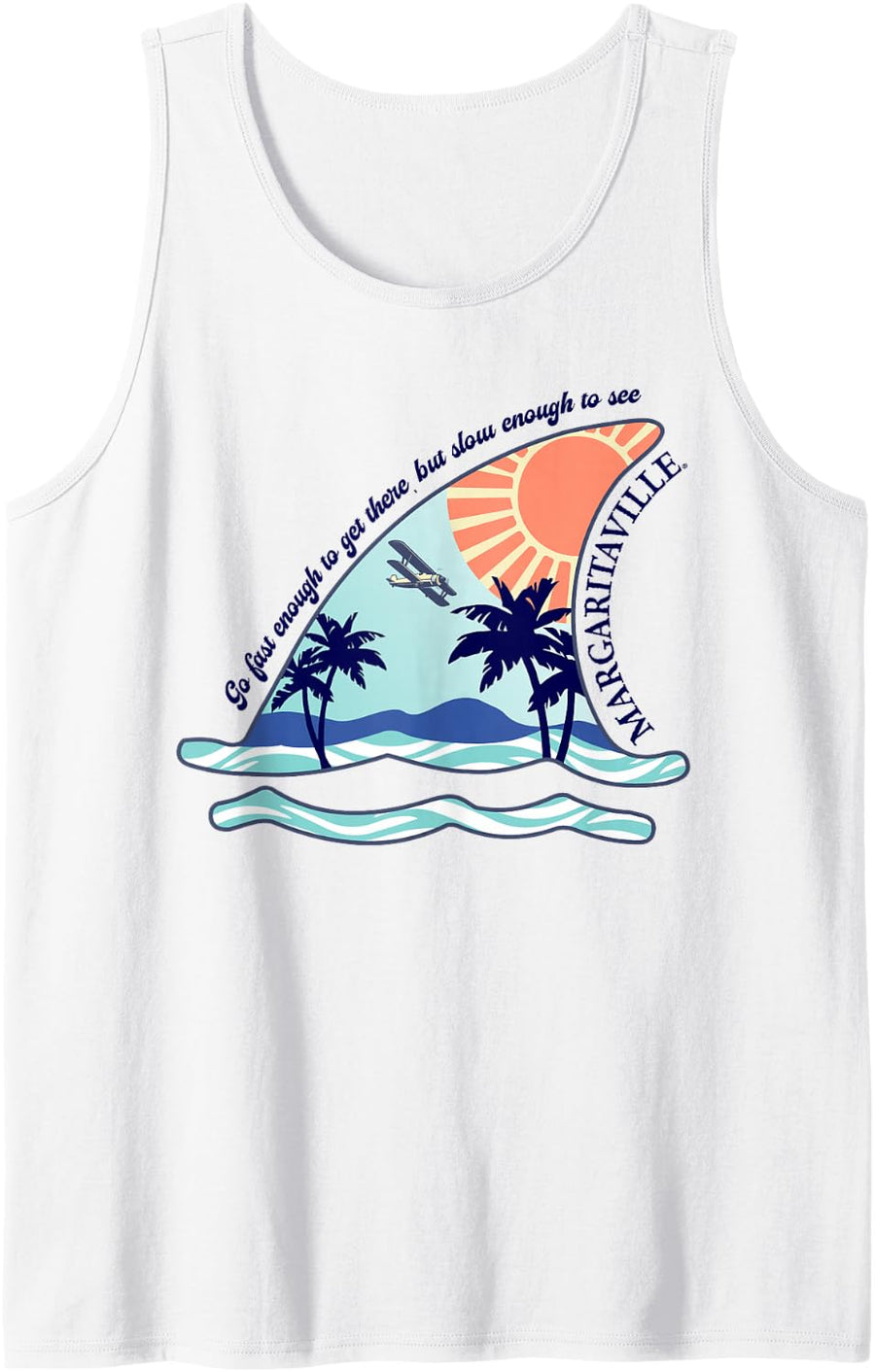 Shark Fin Scene Tank Top - White