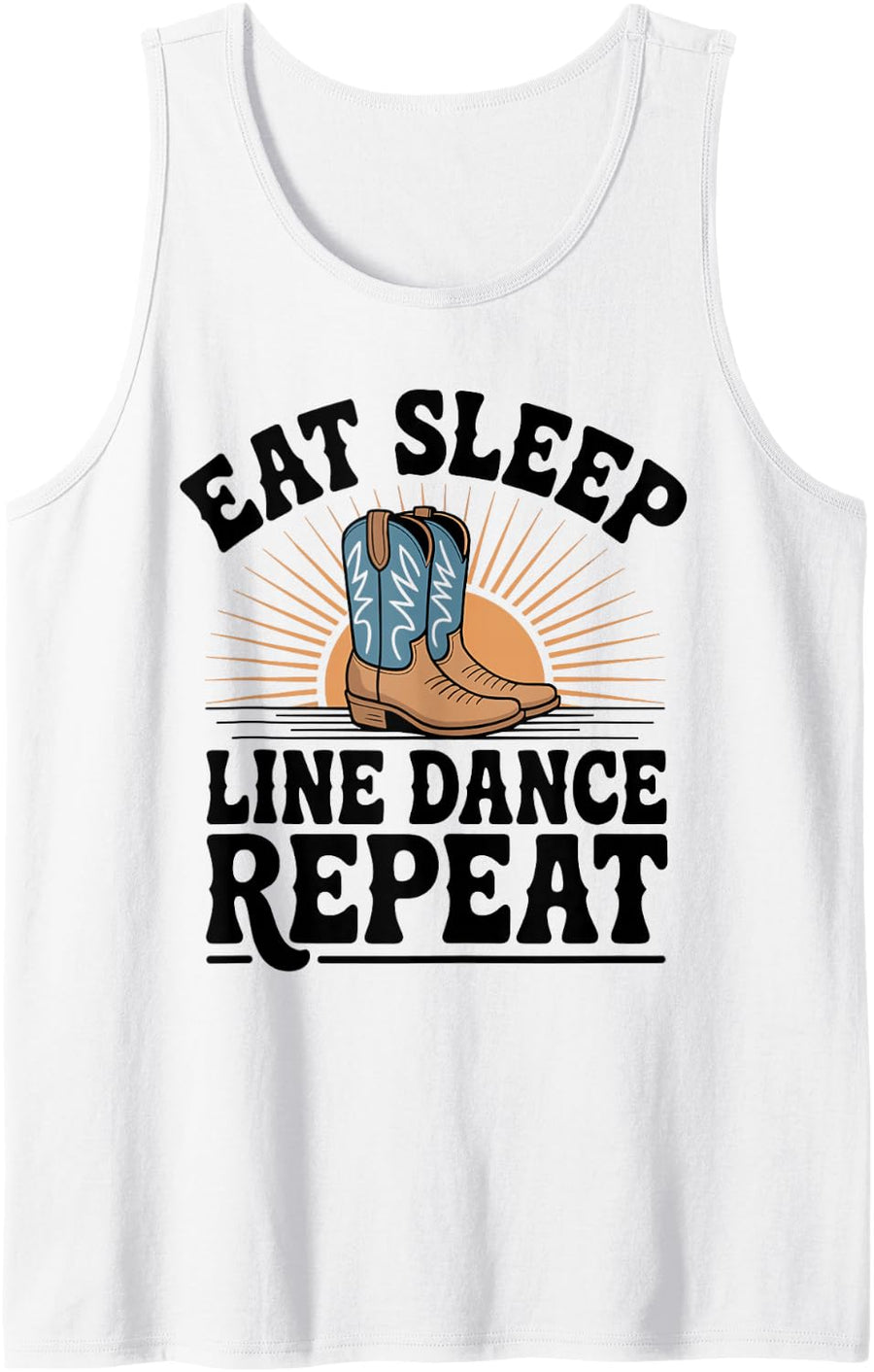 Eat Sleep Line Dance Repeat Funny Line Dancing Tank Top - White