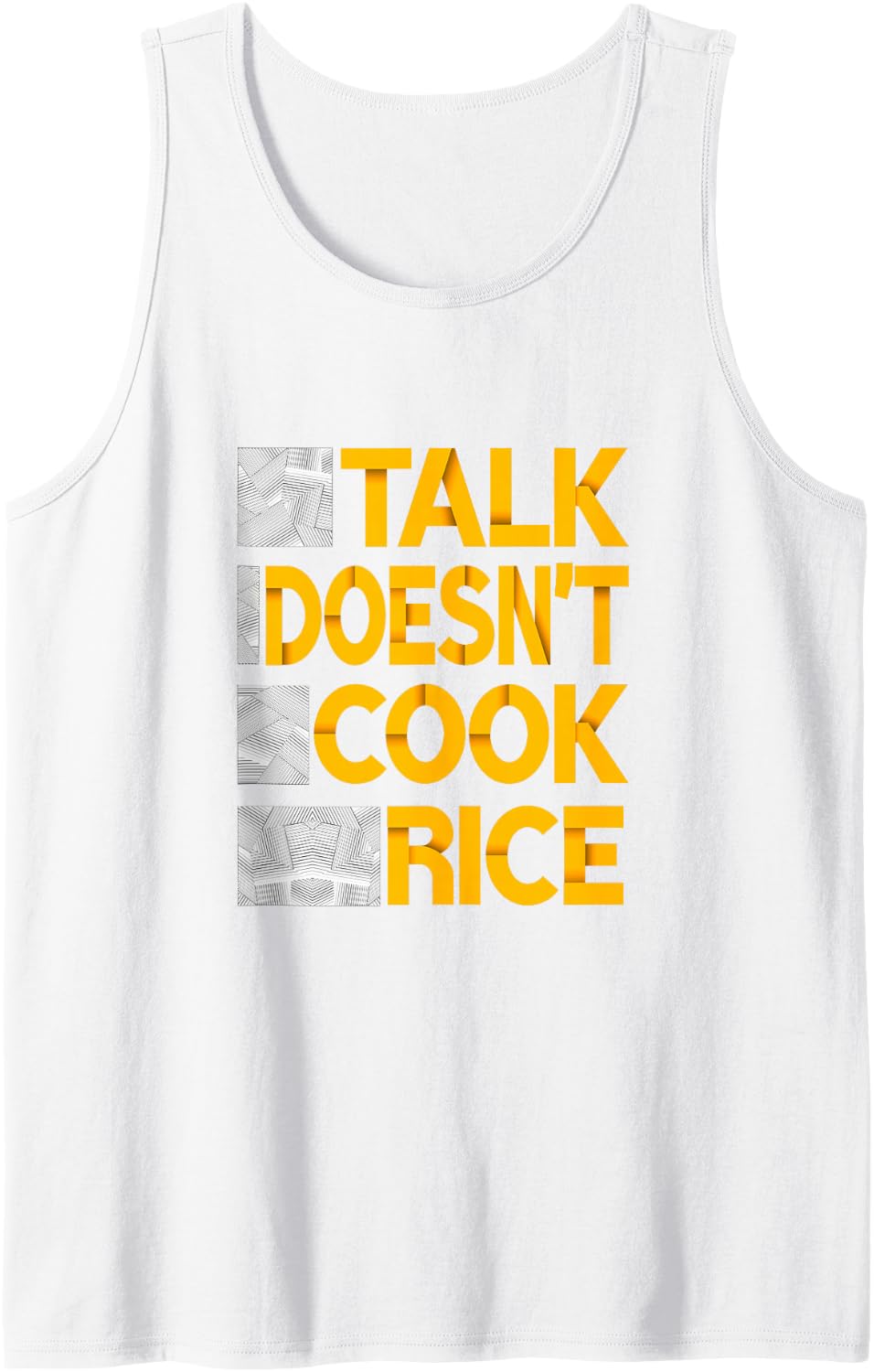 Mens Women University-Gold Cook Don't Talk WHT Graphic Tank Top - White