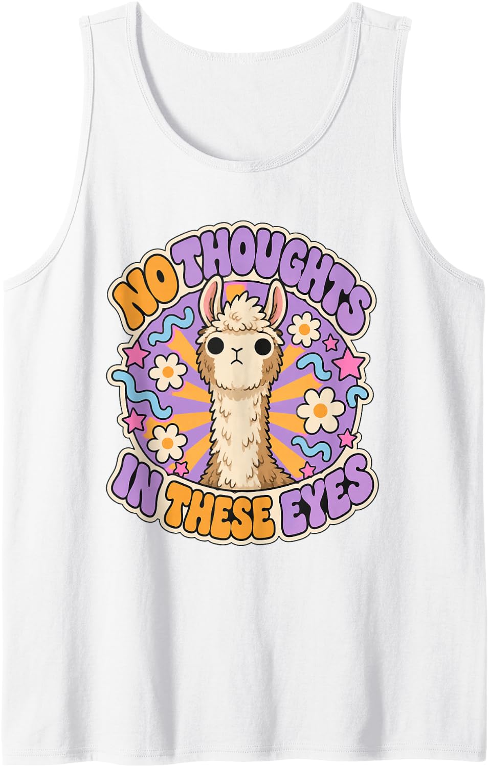 Vintage Badge Llama Sleeveless Tank Top - White