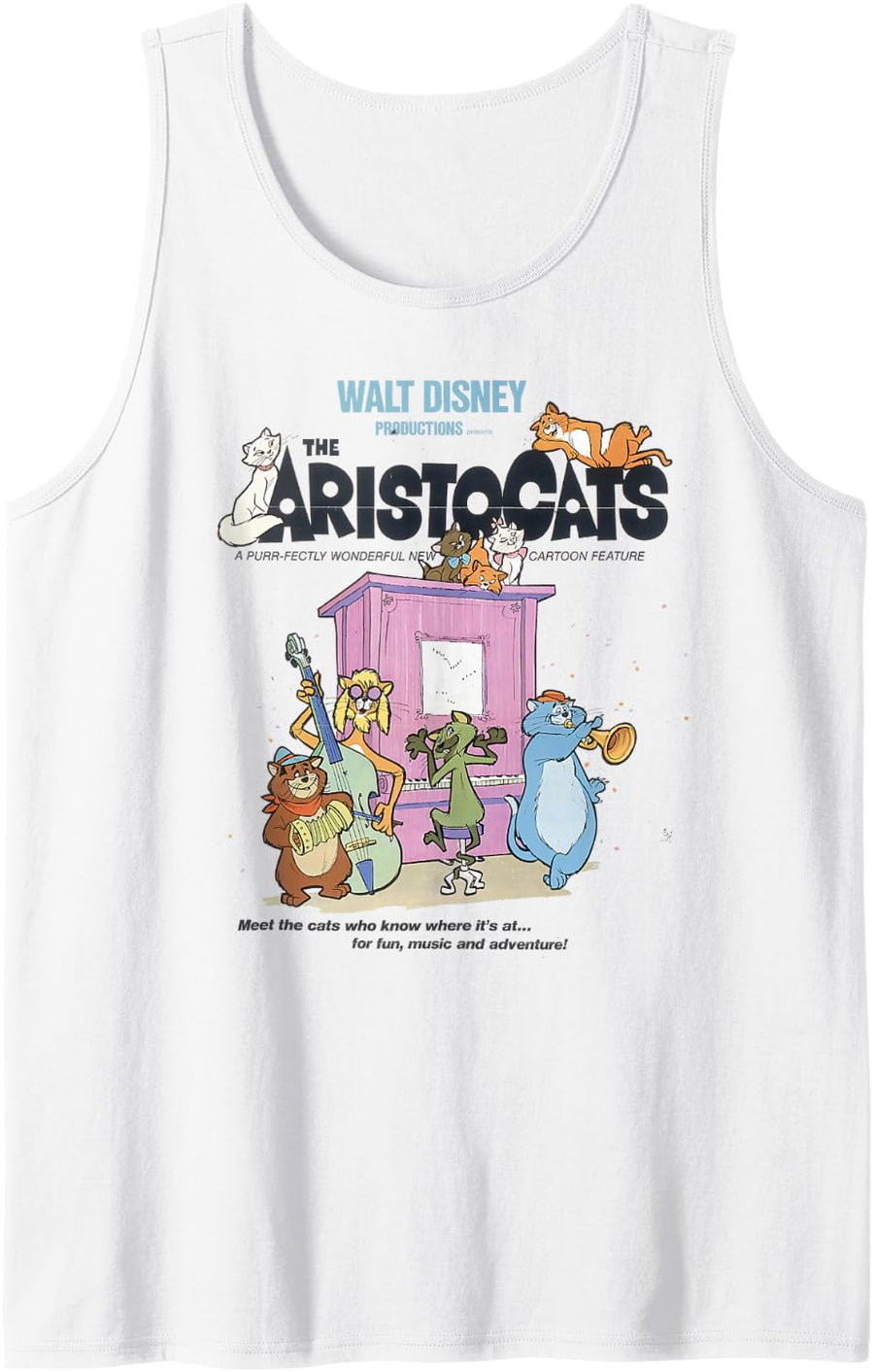 Disney The Aristocats Cats Playing Piano Tank Top - White