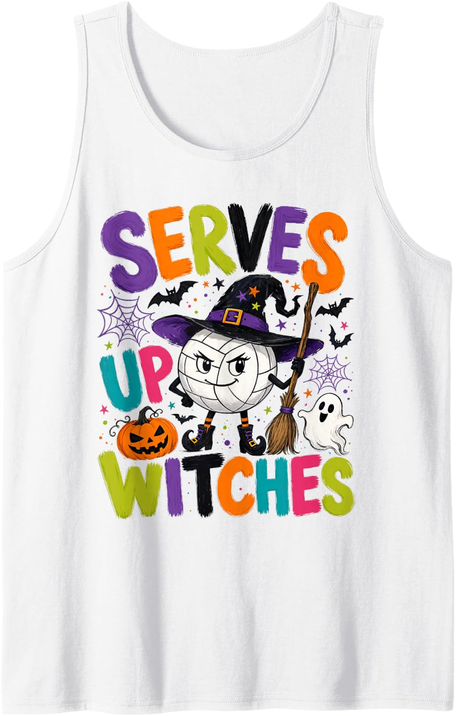Volleyball Halloween Serves Up Witches Tank Top - White