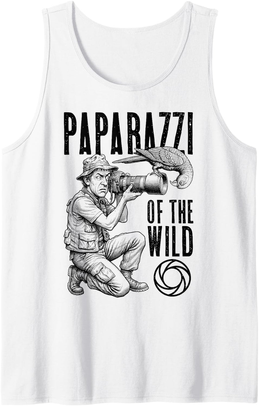 Nature Photographer Paparazzi of The Wild Funny Photography Sleeveless Tank Top - White