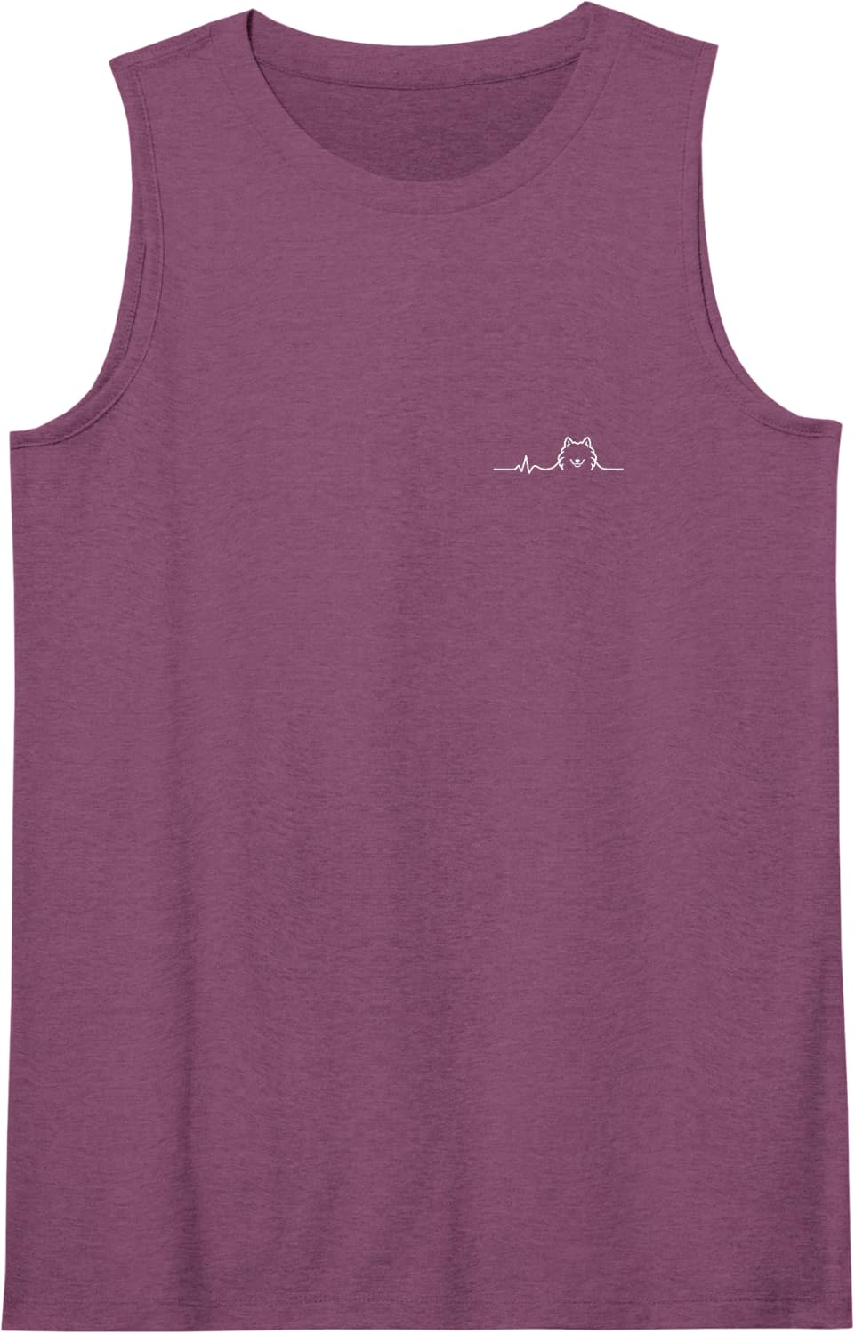 Samoyed Heartbeat Minimalist Dog Lover Design Sleeveless Tank Top - Purple