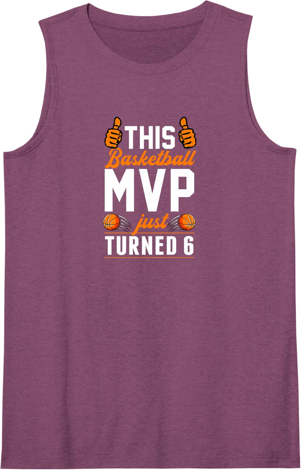 This Basketball MVP Just Turned 6 Year Old Birthday Party Sleeveless Tank Top - Purple