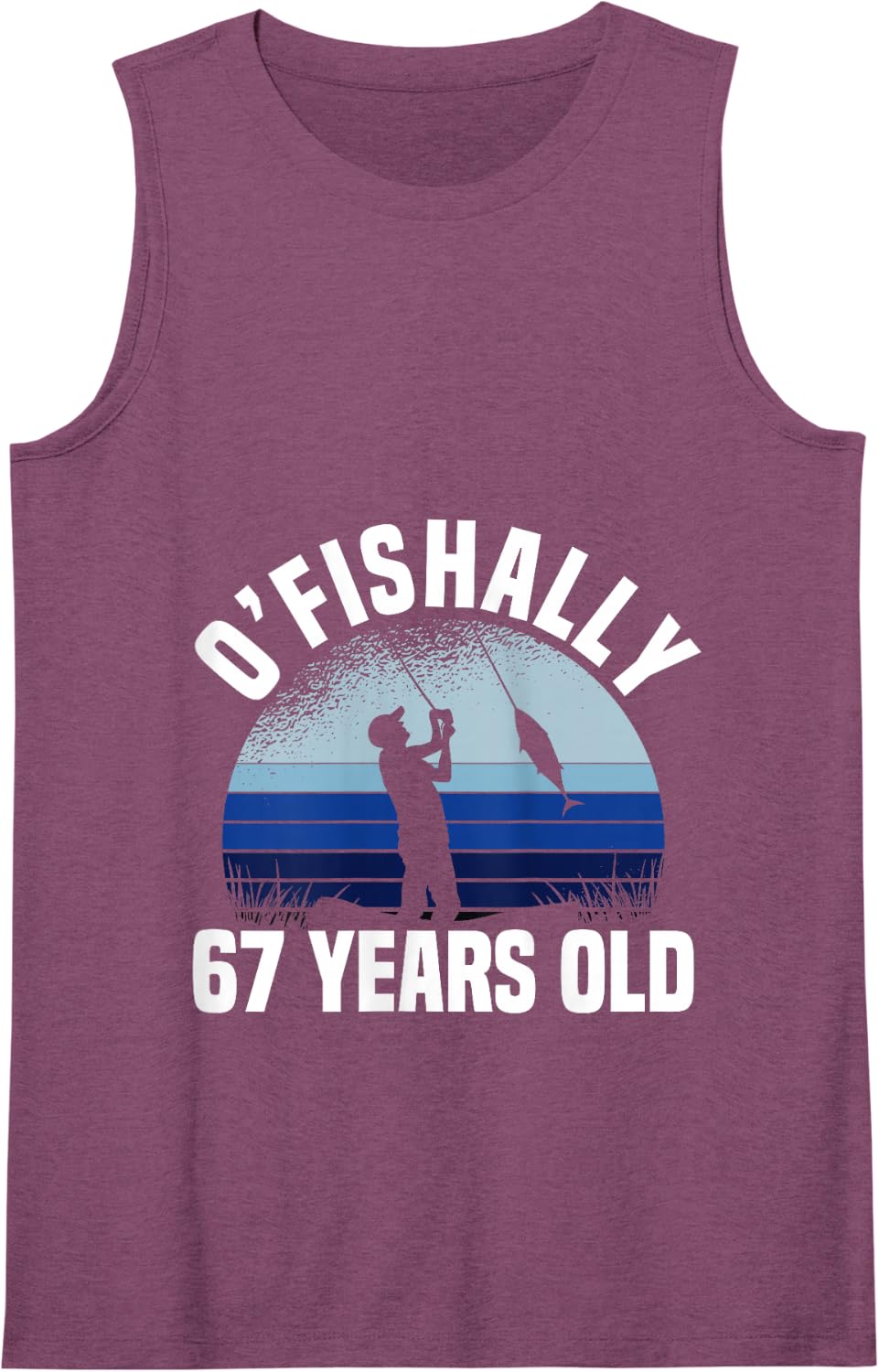 Ofishally 67 Years Old Fisherman 67th Birthday Fishing Tank Top - Purple