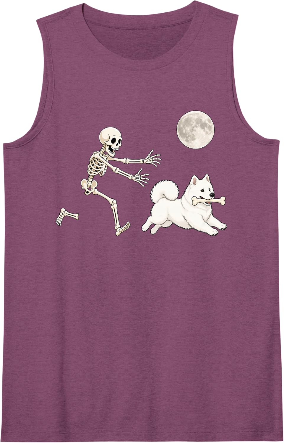 Samoyed Running Skeleton Retro Halloween Dog Sleeveless Tank Top - Purple