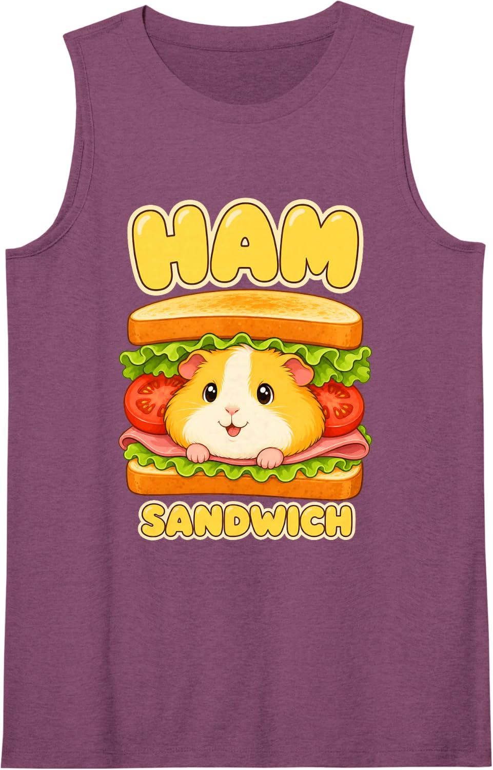 Cute Ham Sandwich Guinea Pig Lover Rodent Owner Kids Girl Sleeveless Tank Top - Purple
