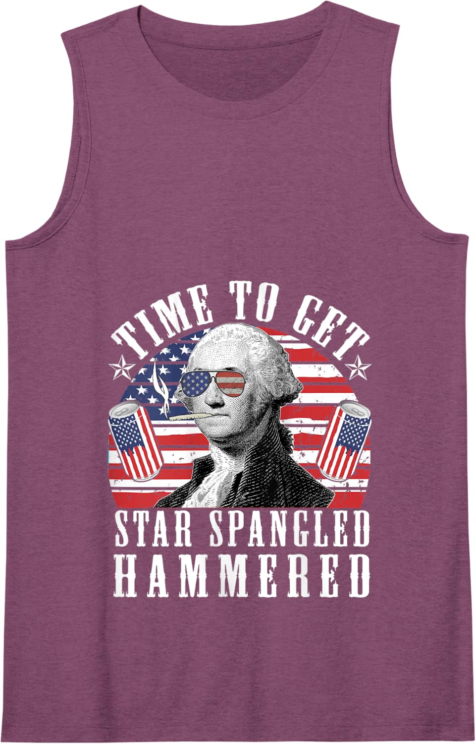 Time To Get Star Spangled Hammered 4th Of July G.Washington Tank Top - Purple