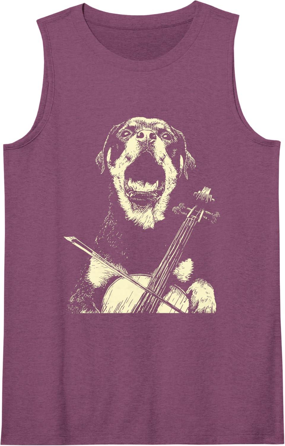 Cute Rottweiler Playing Cello Funny Musician Dog Cellist Sleeveless Tank Top - Purple
