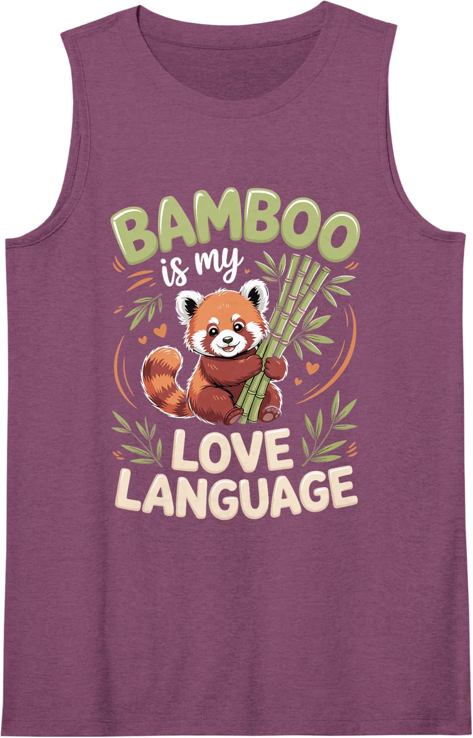Bamboo is My Love Language Red Panda Wildlife Sleeveless Tank Top - Purple
