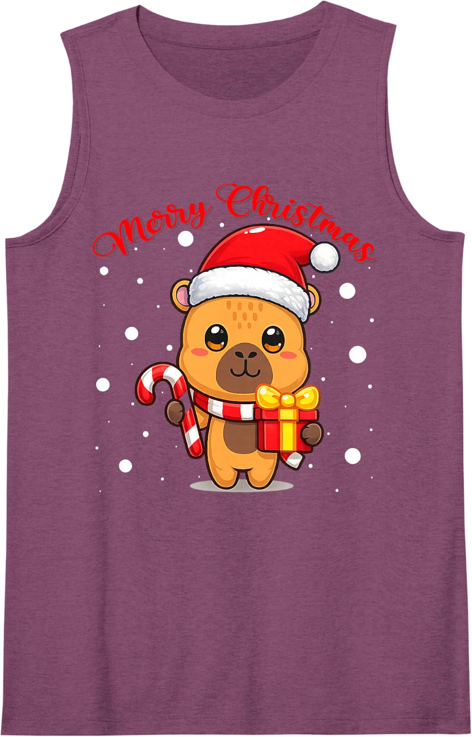 Merry Christmas Santa Hat Cute Capybara Ugly Xmas Sweaters Tank Top - Purple