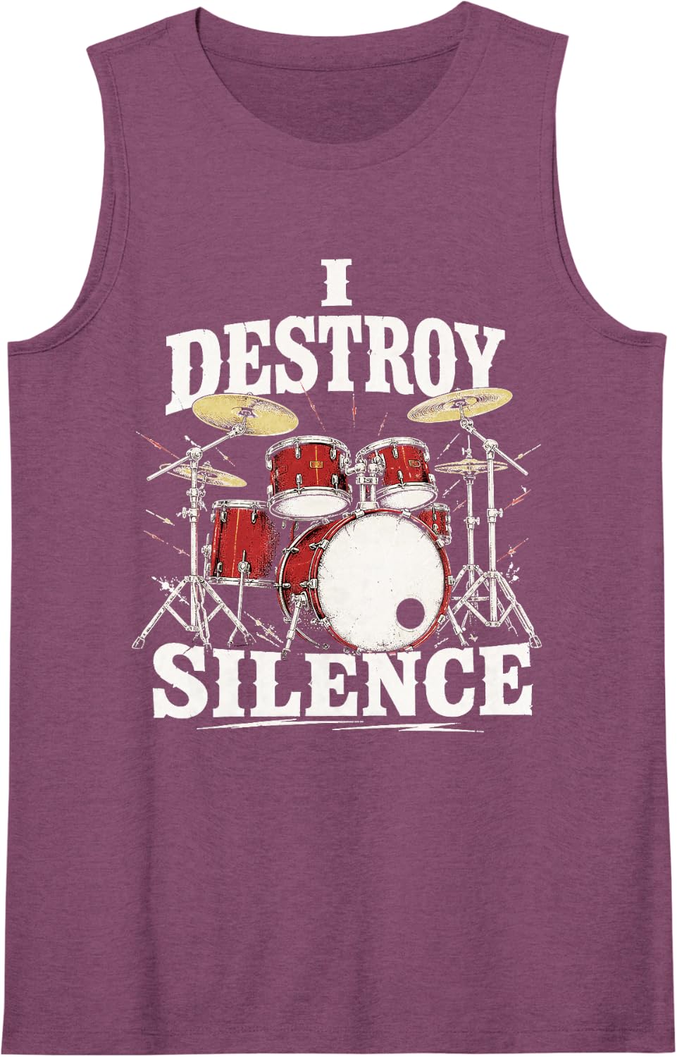 Vintage Drumming Percussion Drum Kit Drummer Sleeveless Tank Top - Purple