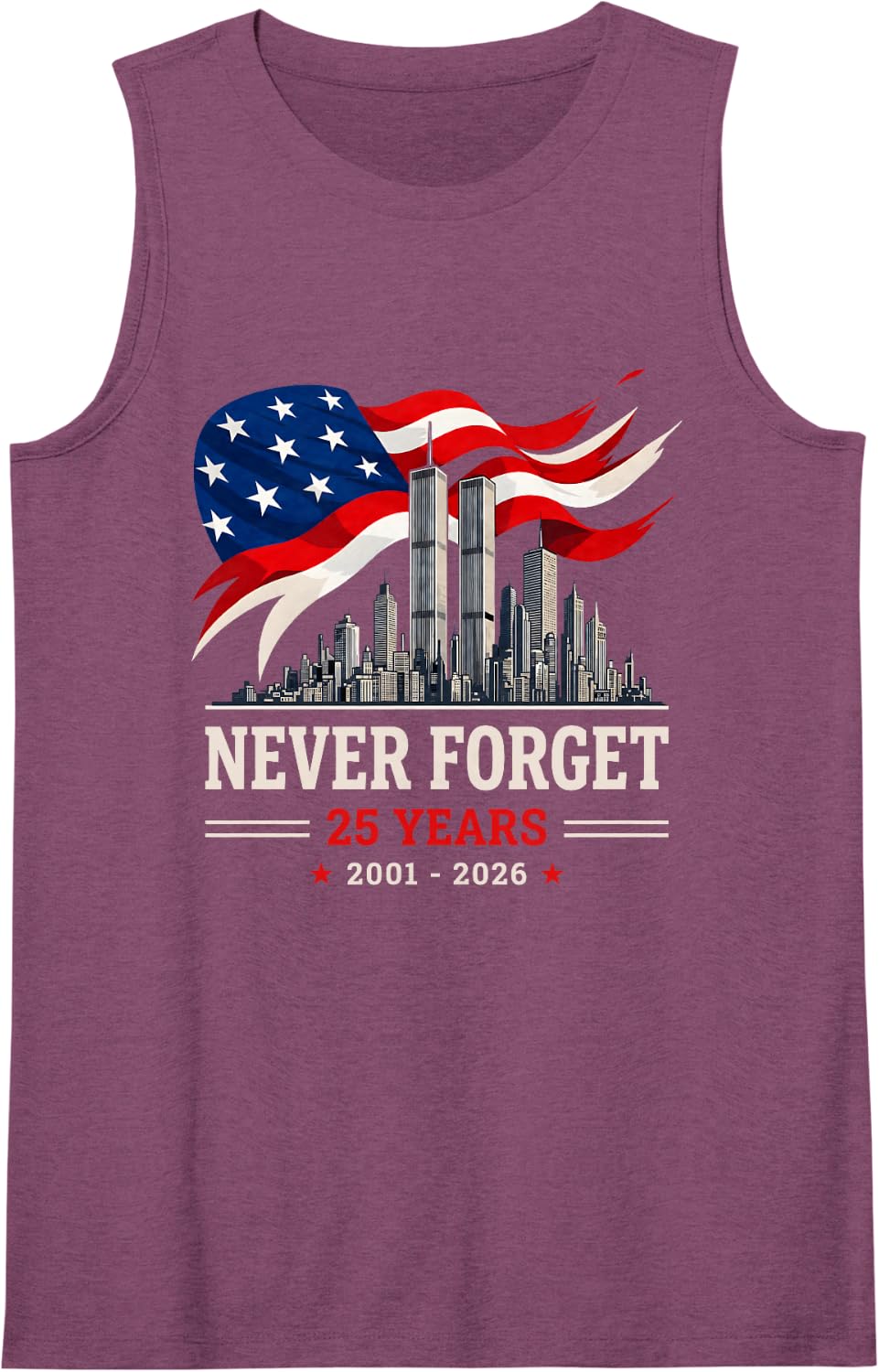 Never Forget September 11 2001 Memorial Day 25 Years Eagle Tank Top - Purple