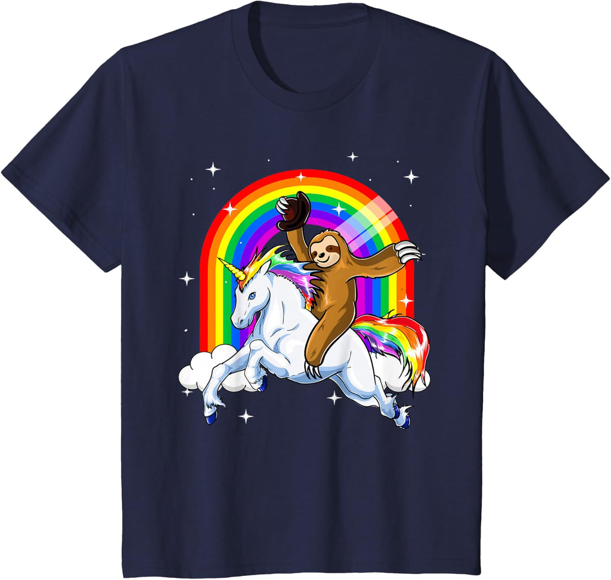 Sloth Riding Unicorn Women Kids Slothicorn Gifts T-Shirt - Navy Blue