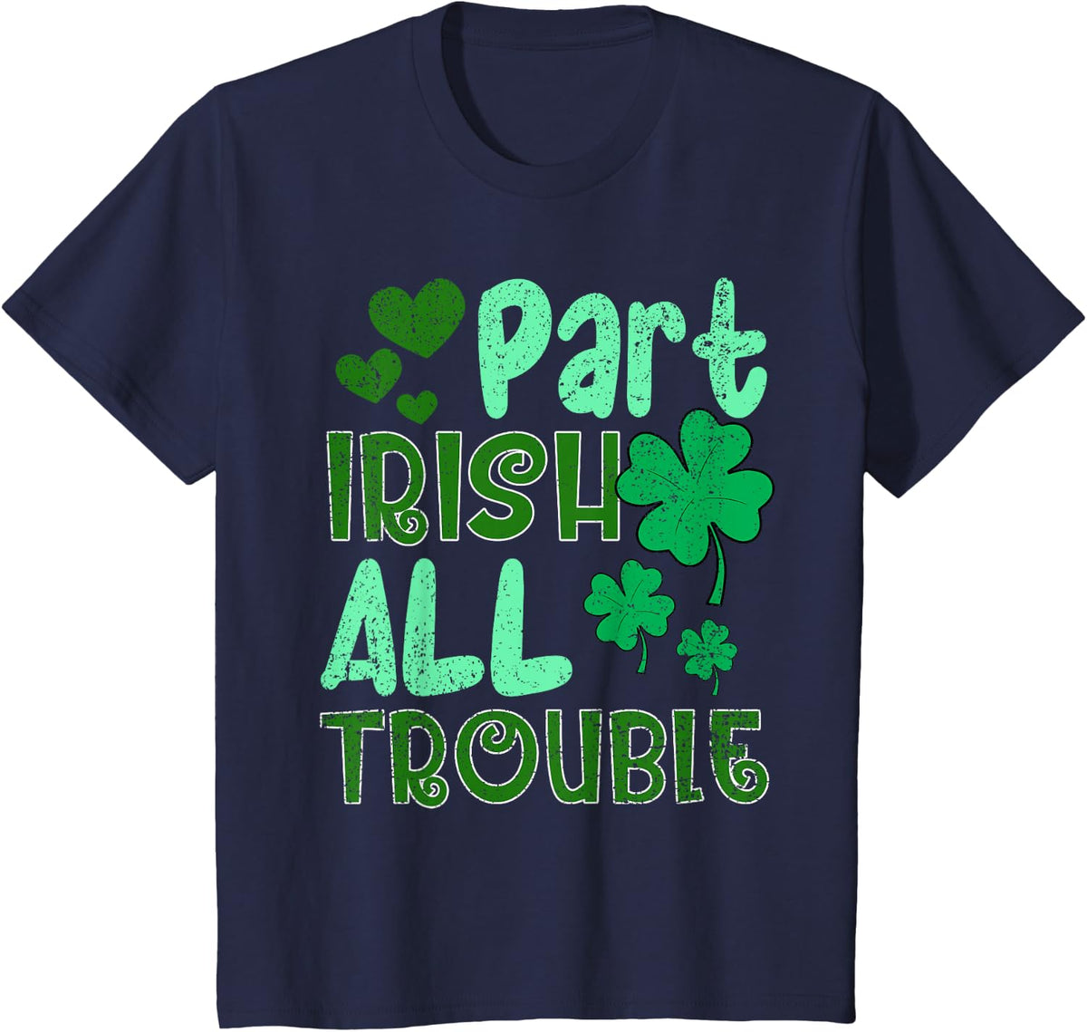 Kids St Patricks Day Boys Girls Kids Part Irish All Trouble T-Shirt - Navy Blue