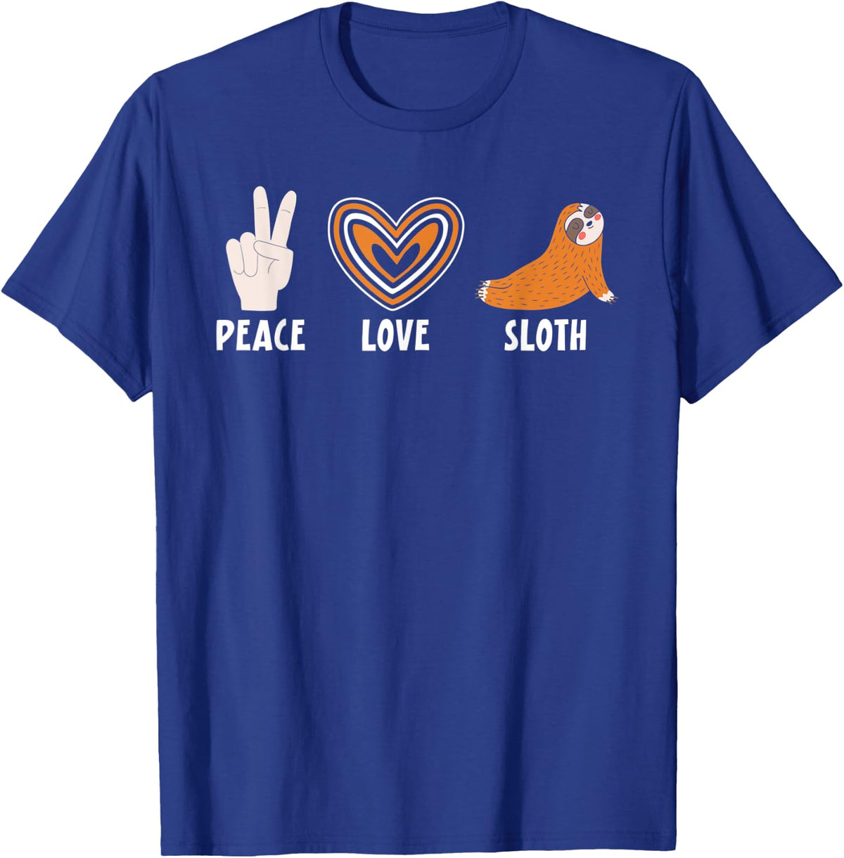 Peace Love Sloth Sloths Lover T-Shirt - Royal Blue