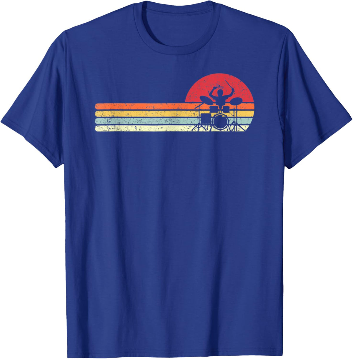 Drummer Retro Style Drum Player Tshirt - Royal Blue