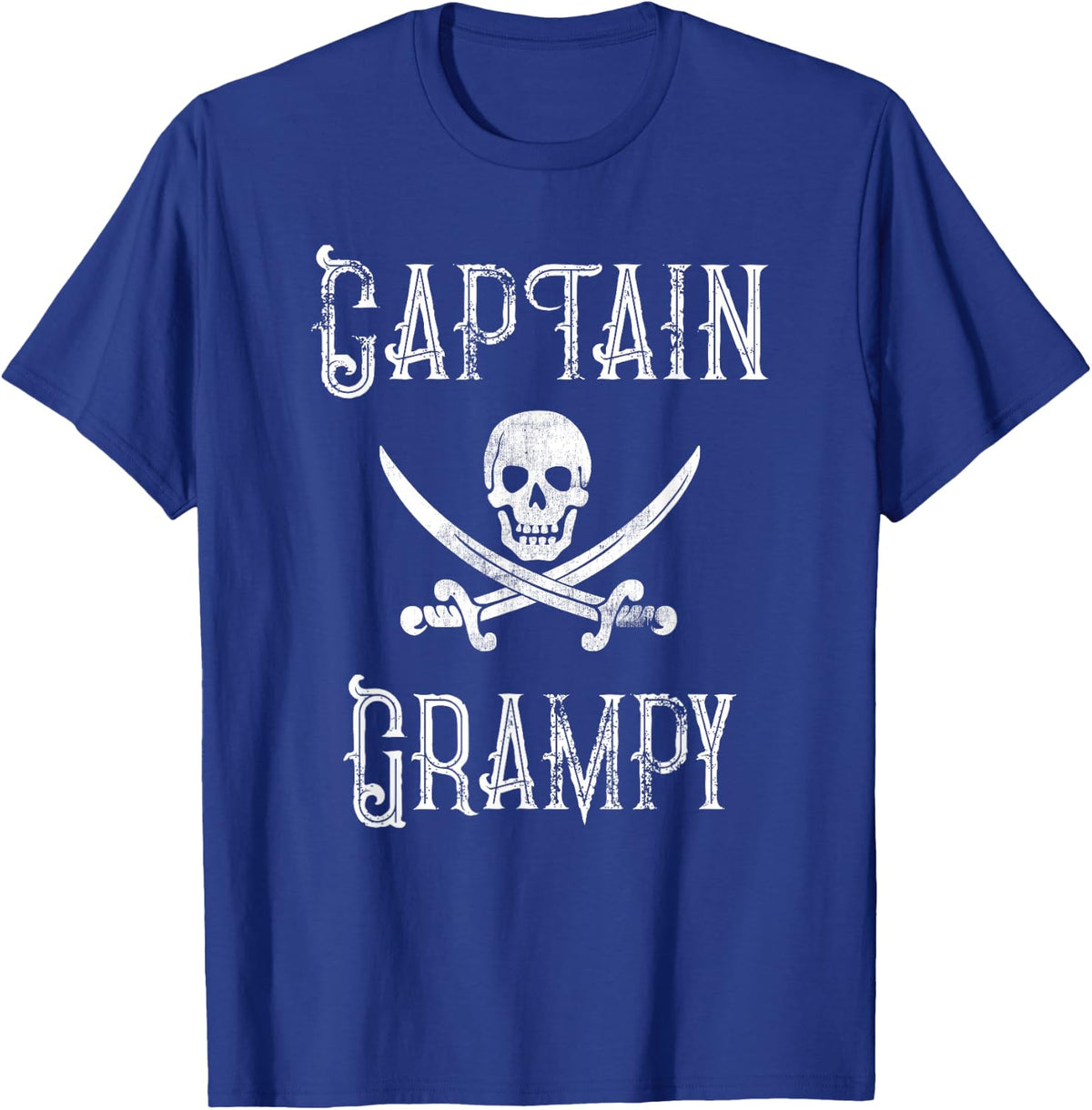 Captain Grampy Vintage Personalized Pirate Boating Grandpa T-Shirt - Royal Blue