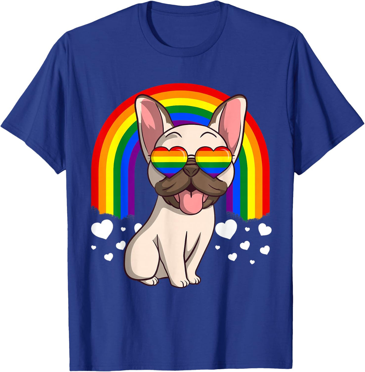 LGBT French Bulldog Dog Gay Pride Rainbow Frenchie T-Shirt T-Shirt - Royal Blue