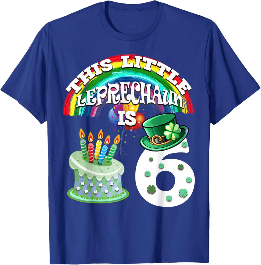 6 years Little Leprechaun TShirt 6th St.Patrick's Birthday - Royal Blue
