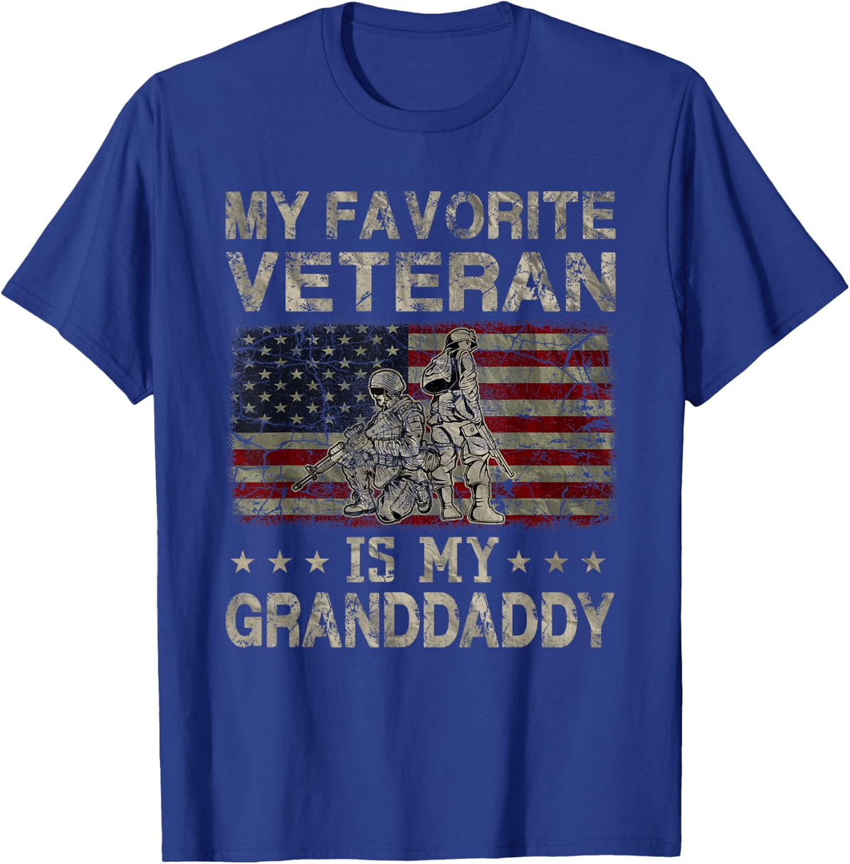 My Favorite Veteran Is My Granddaddy Veterans Day Military T-Shirt - Royal Blue