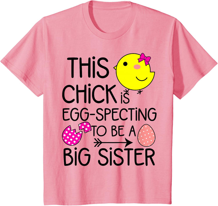 Big Sister Easter Announcement Toddler Girl Eggspecting T-Shirt - Pink