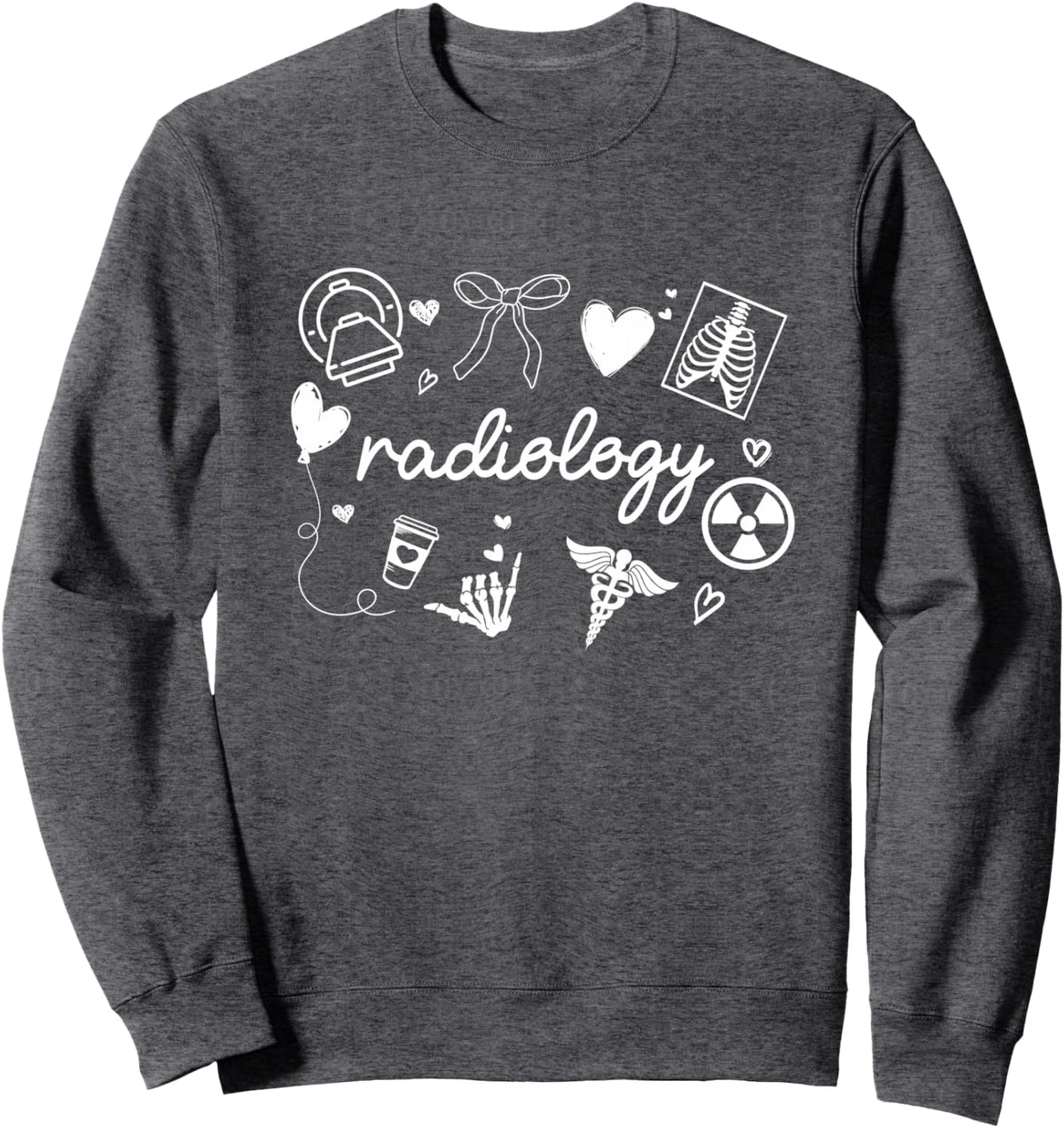 Radiology Coquette Bow RAD Tech X-ray Technologist CT MRI Sweatshirt - Adult Unisex Dark Heather Grey