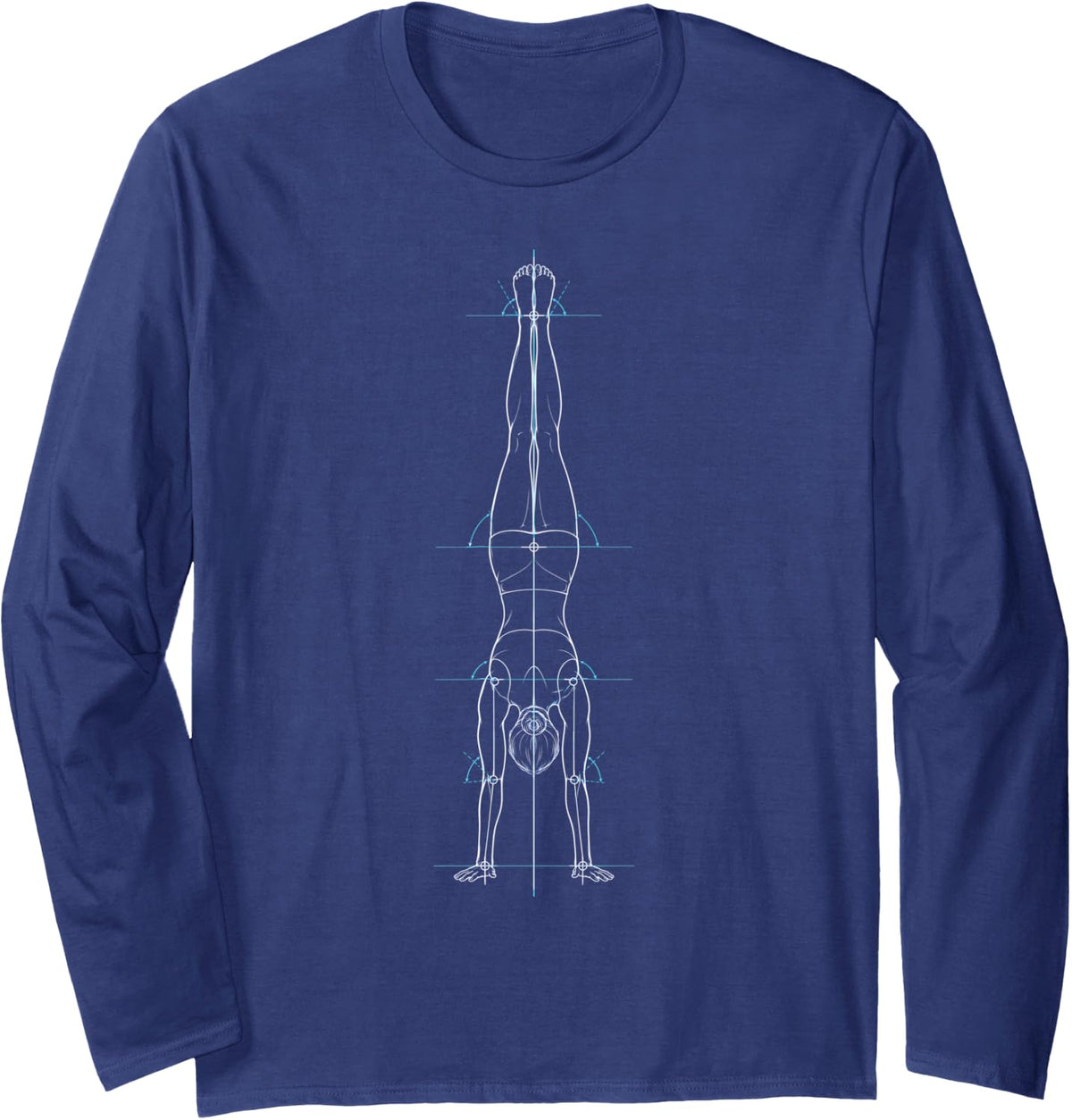 Handstand Blueprint Alignment Physical Therapy Coach Anatomy Long Sleeve T-Shirt - Adult Unisex Navy Blue