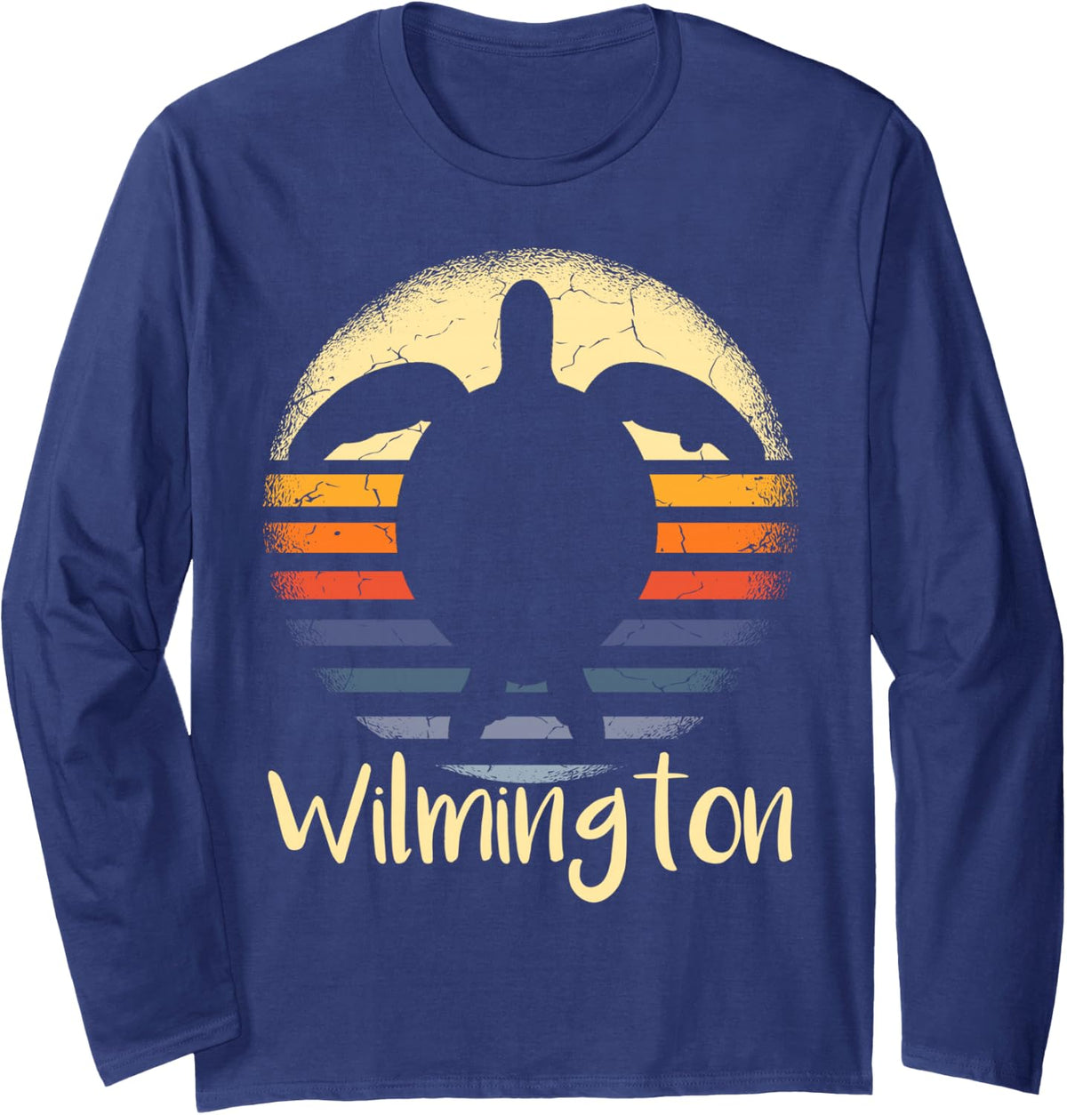 Cute Wilmington Beach North Carolina NC sea Turtle Lover Long Sleeve T-Shirt - Adult Unisex Navy Blue