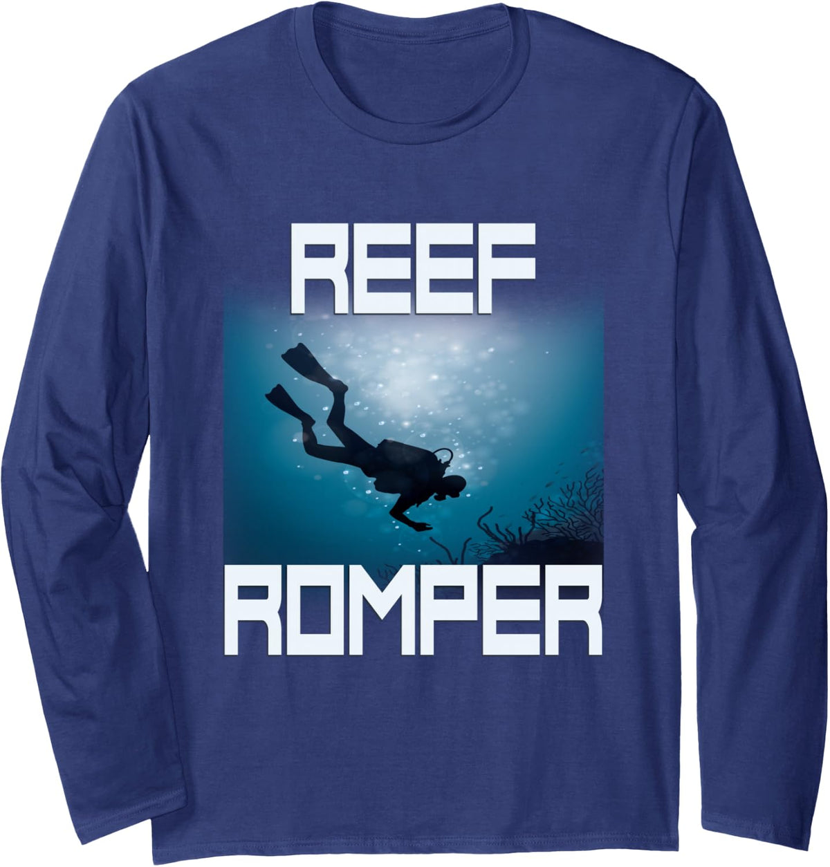 Reef Romper Scuba Diving Long Sleeve T-Shirt - Adult Unisex Navy Blue