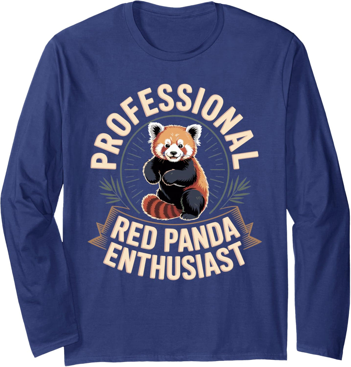 Professional Red Panda Enthusiast Wildlife Animal Long Sleeve T-Shirt - Adult Unisex Navy Blue