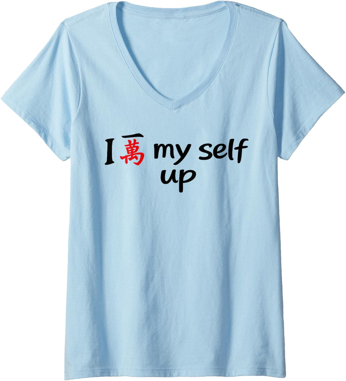 Women's I Crack Myself up Mahjong V-Neck T-Shirt - Baby Blue