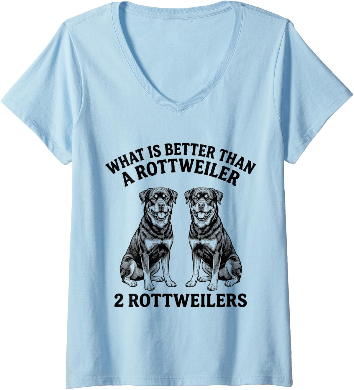 Women's Rottweiler What is Better Than One V-Neck T-Shirt - Baby Blue