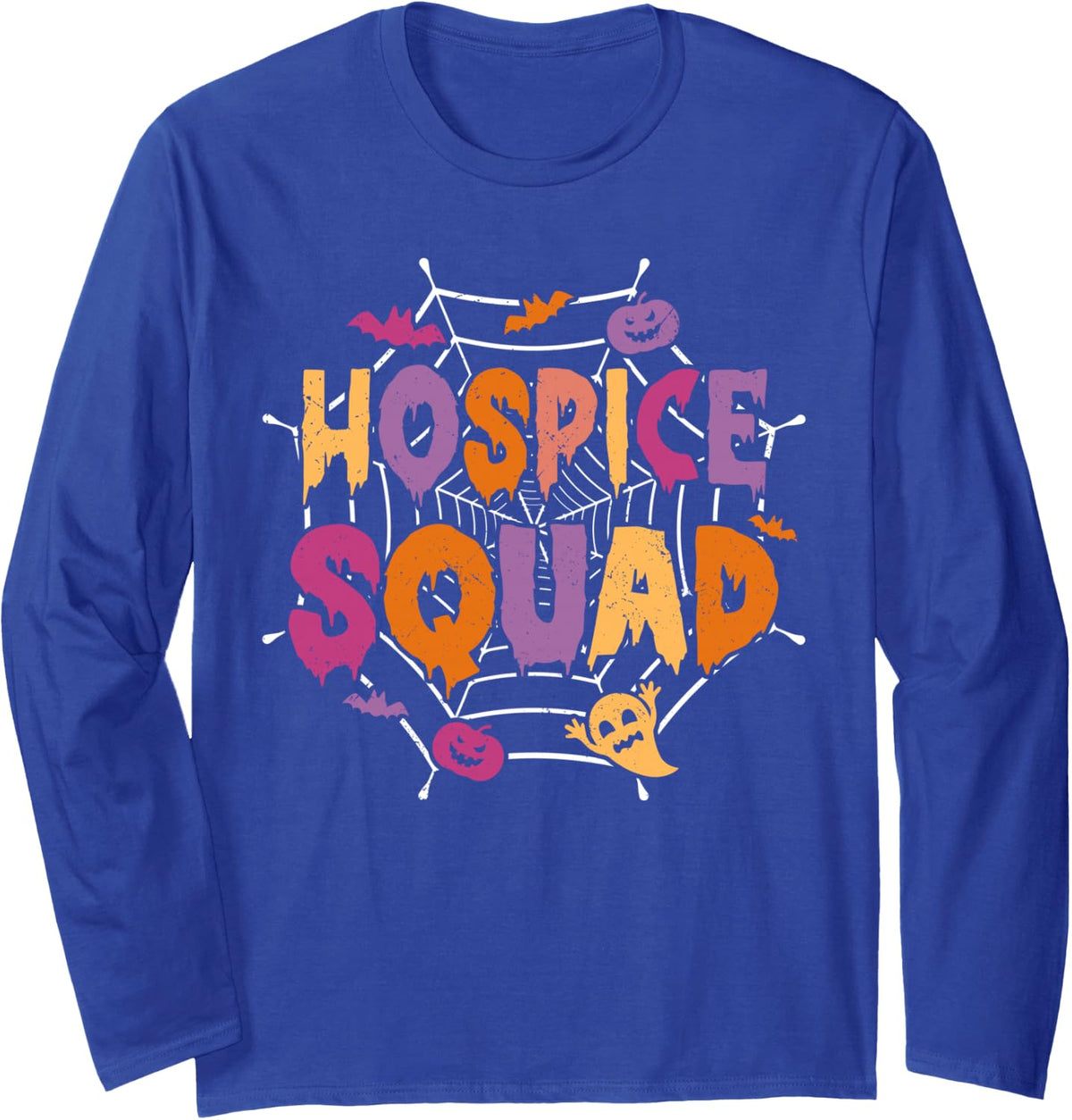 Halloween Hospice Squad Matching Nurse Long Sleeve T-Shirt - Adult Unisex Royal Blue